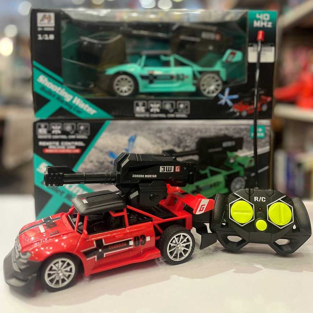 ماشین کنترلی شارژی اسباب بازی مدل تیر پرتاب کن با تیرهای ابی